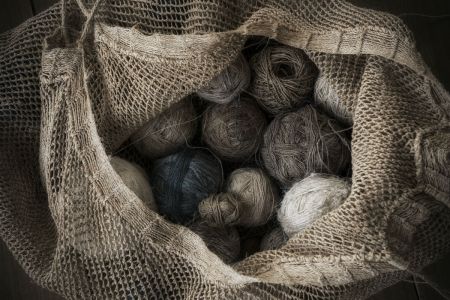 Flax Spun Into Balls Of Linen Yarn